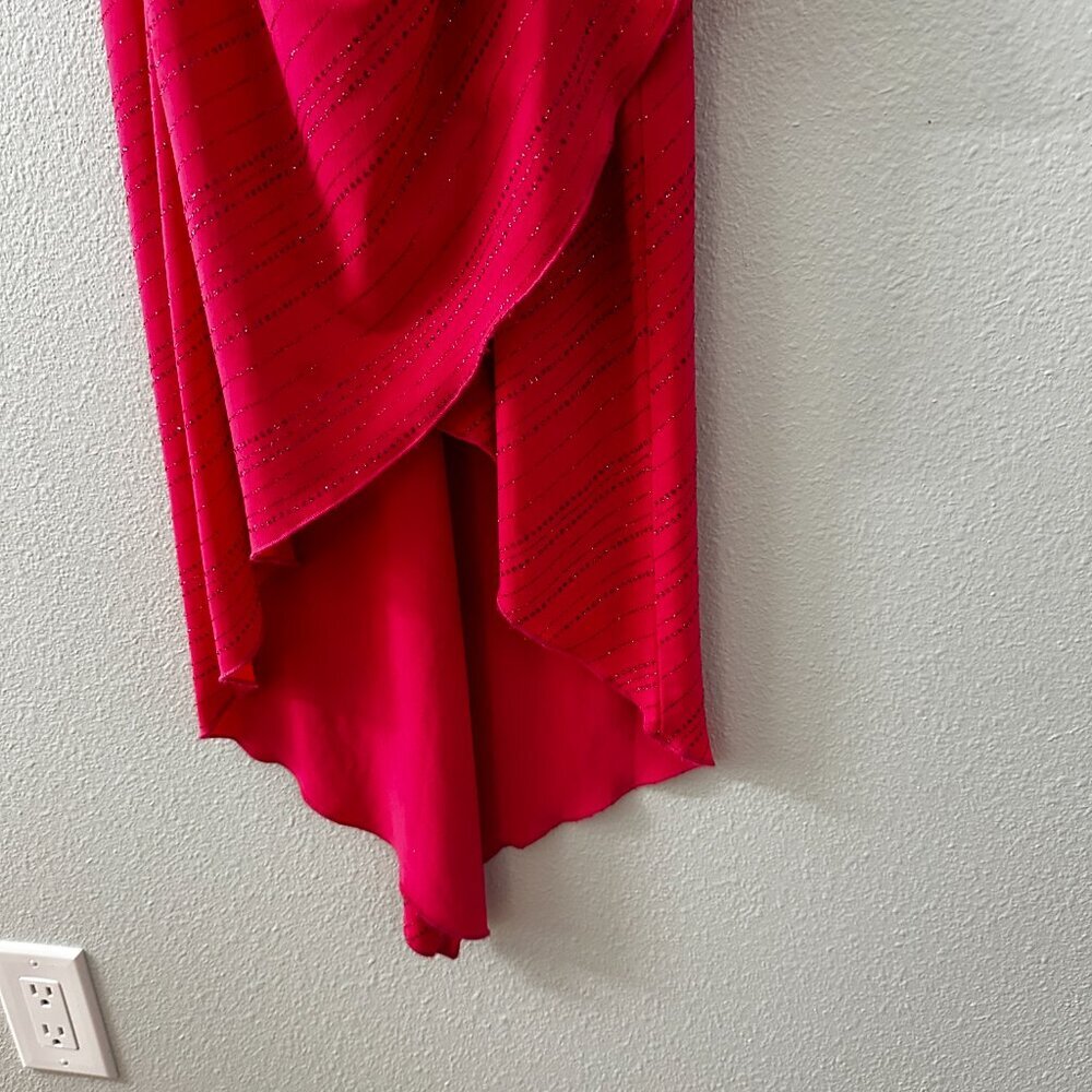 Vtg City Triangles Hot Pink Glitter Asymmetrical Dress XS* Fairycore Whimsical - Picture 6 of 7